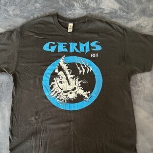 Gildan Black Tee with Blue Skull Graphic